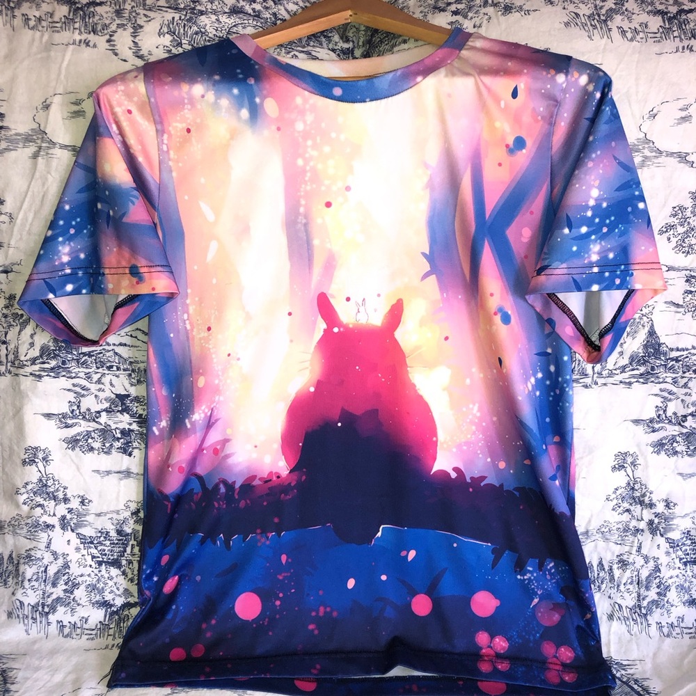 My Neighbour Totoro All Over Graphic Stretch T-shirt Workout Material Spandex